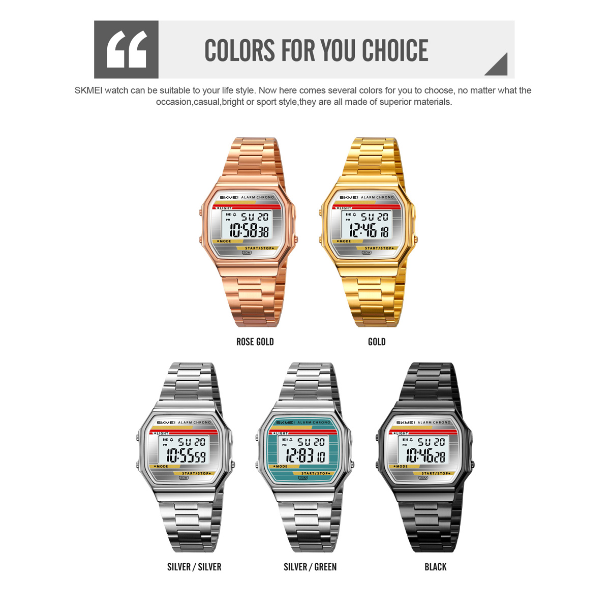 SKMEI 2514 Man Digital Watch Stainless Steel Band Water Proof Calender Watch Manufacturer