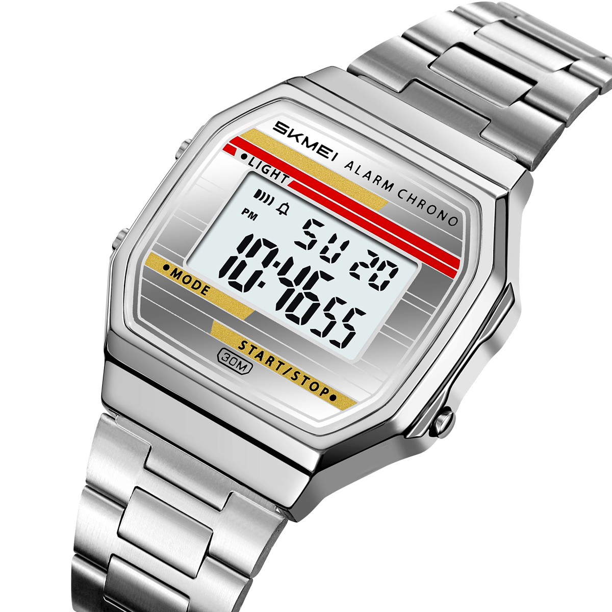 SKMEI 2514 Man Digital Watch Stainless Steel Band Water Proof Calender Watch Manufacturer