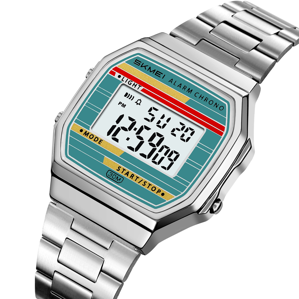 SKMEI 2514 Man Digital Watch Stainless Steel Band Water Proof Calender Watch Manufacturer