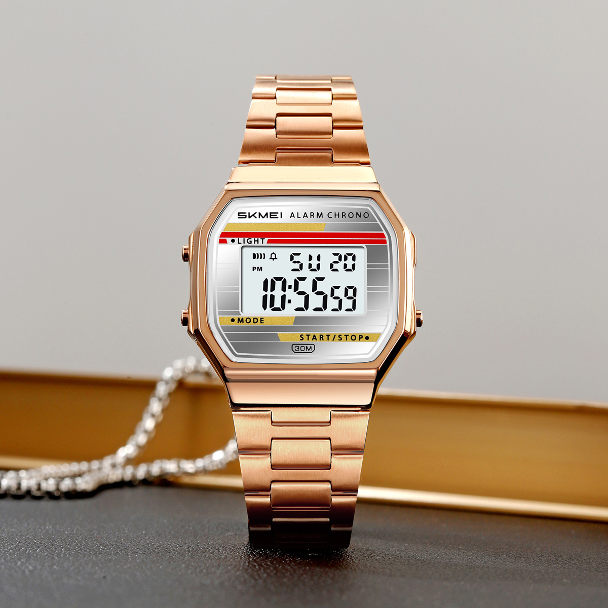 SKMEI 2514 Man Digital Watch Stainless Steel Band Water Proof Calender Watch Manufacturer