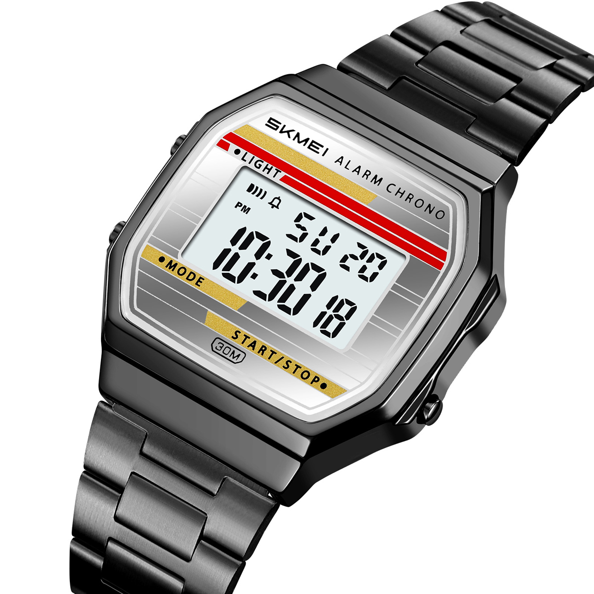 SKMEI 2514 Man Digital Watch Stainless Steel Band Water Proof Calender Watch Manufacturer