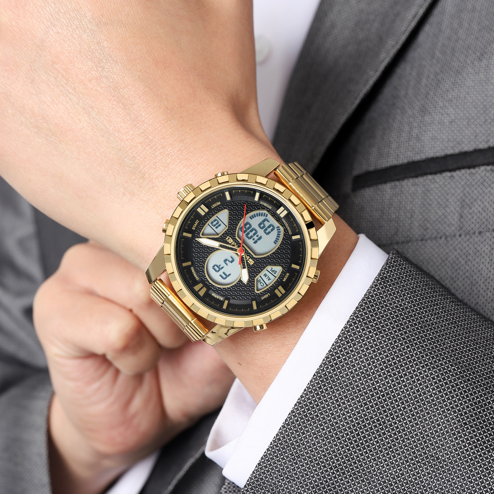 SKMEI 2516 METAL ANALOG DIGITAL WATCH WHOLESALE