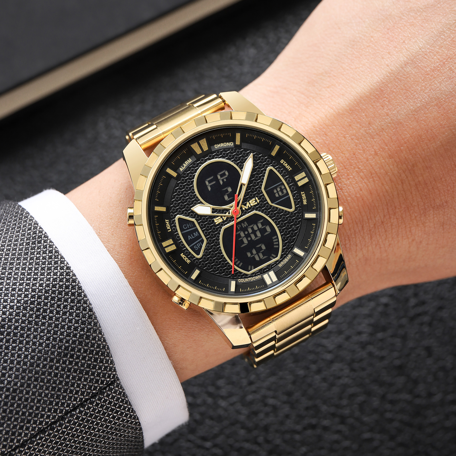 SKMEI 2516 METAL ANALOG DIGITAL WATCH WHOLESALE