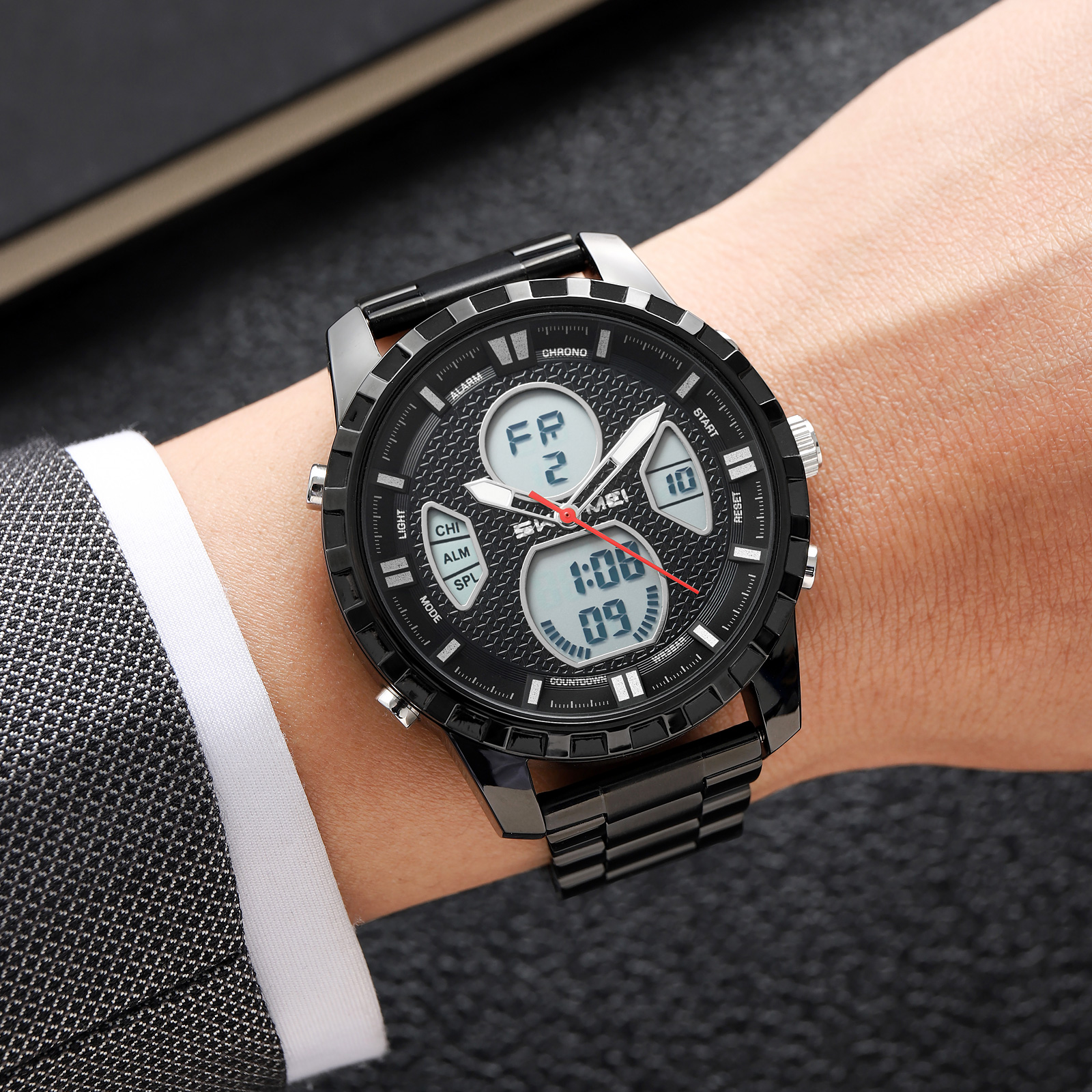 SKMEI 2516 METAL ANALOG DIGITAL WATCH WHOLESALE