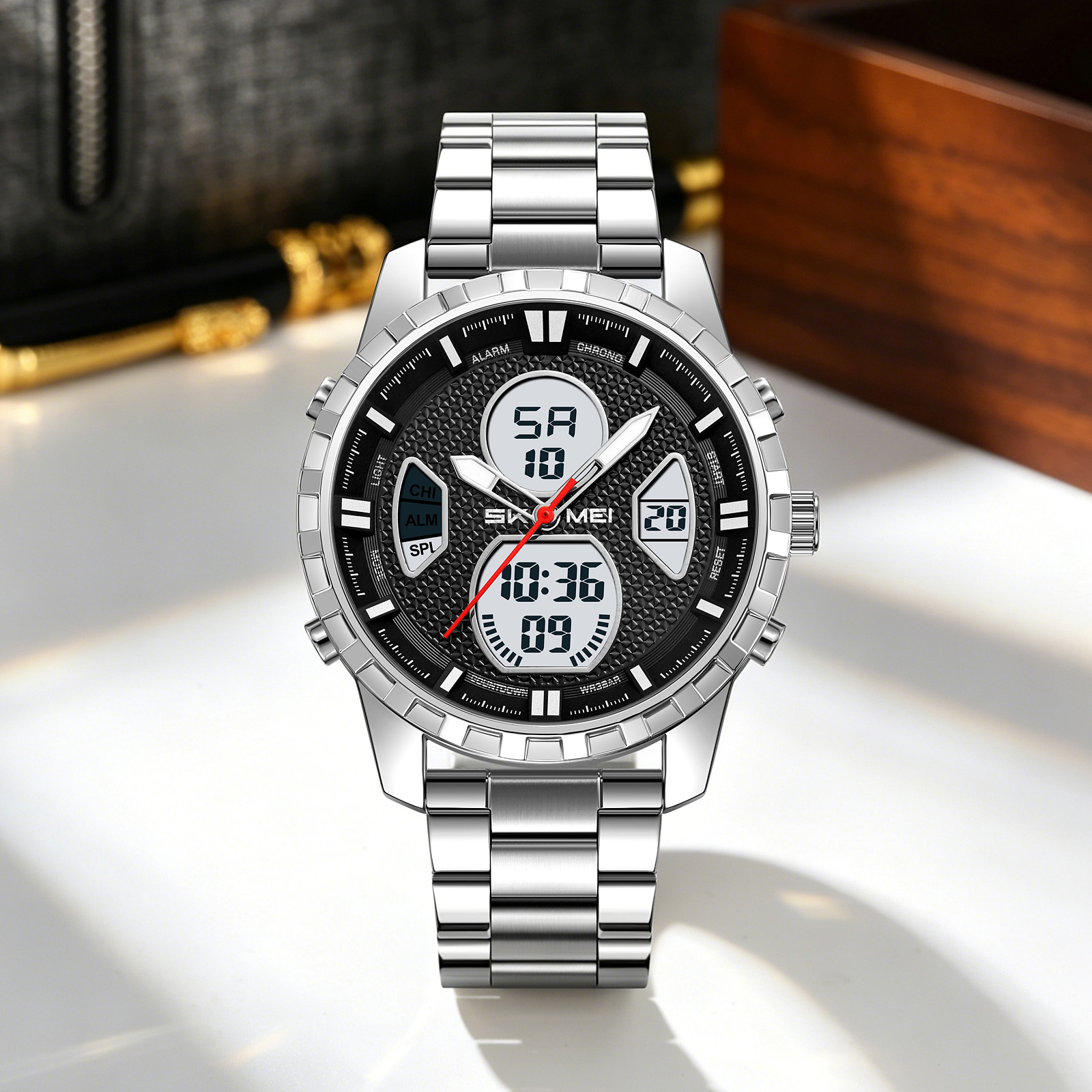 SKMEI 2516 METAL ANALOG DIGITAL WATCH WHOLESALE