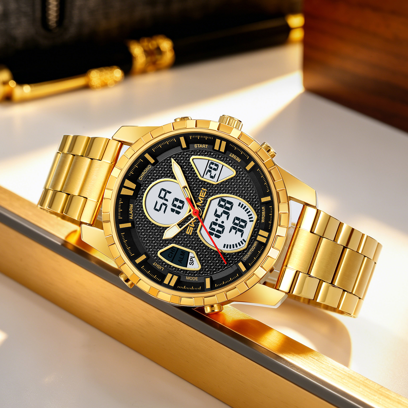 SKMEI 2516 METAL ANALOG DIGITAL WATCH WHOLESALE
