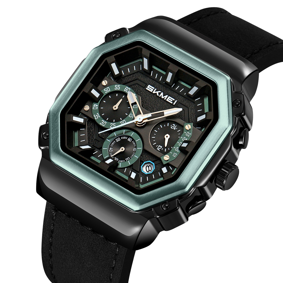 SKMEI 2518 Leather Silicone Strap Shock Outdoor Sport Analog Men Quartz Watch