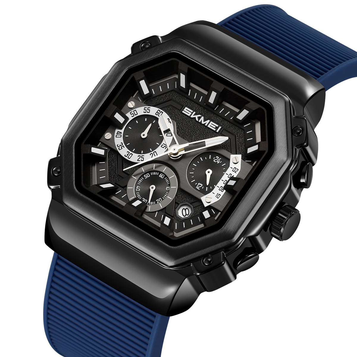 SKMEI 2518 Leather Silicone Strap Shock Outdoor Sport Analog Men Quartz Watch