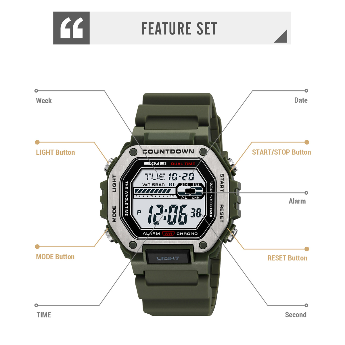 SKMEI 2522 Multifunctional Digital Sports Watch