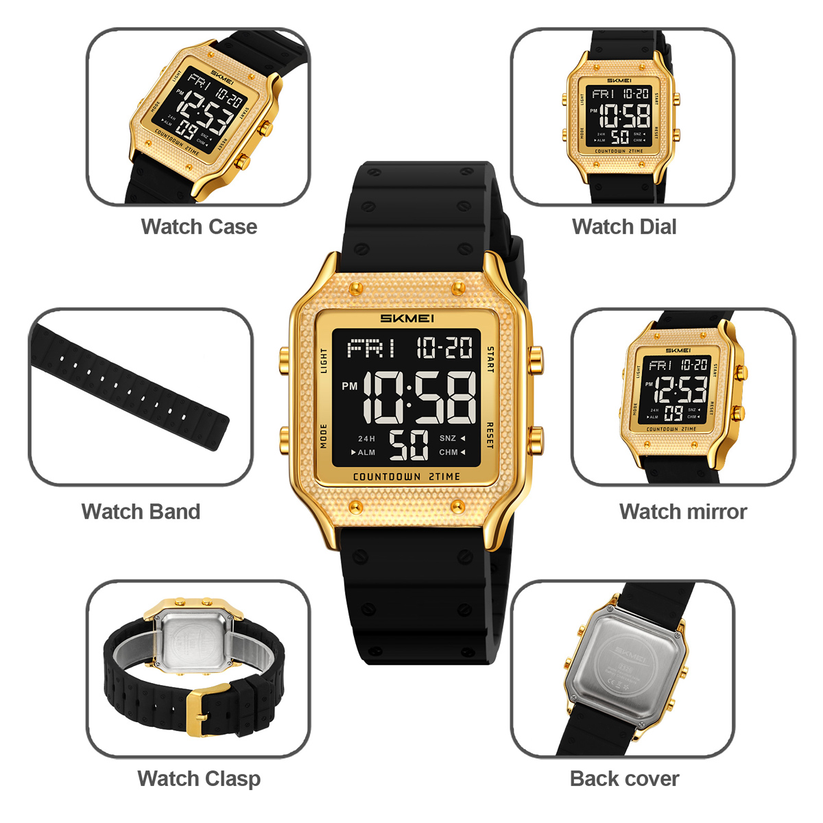 Skmei 2526 New Design Unique Man Digital Watch Original Silicone Strap