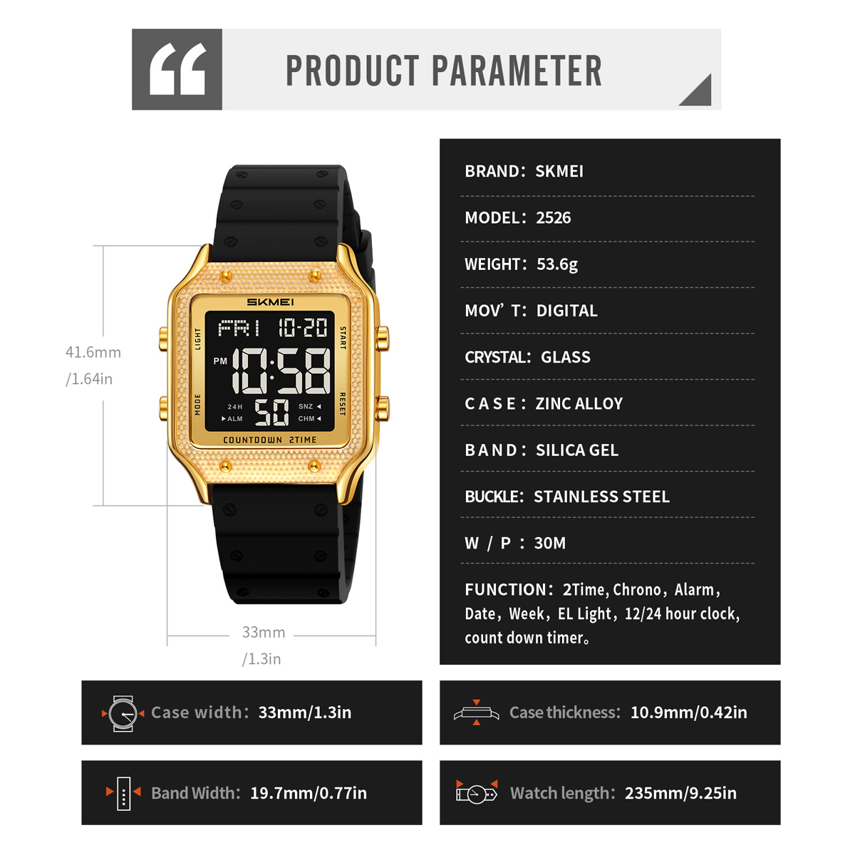 Skmei 2526 New Design Unique Man Digital Watch Original Silicone Strap