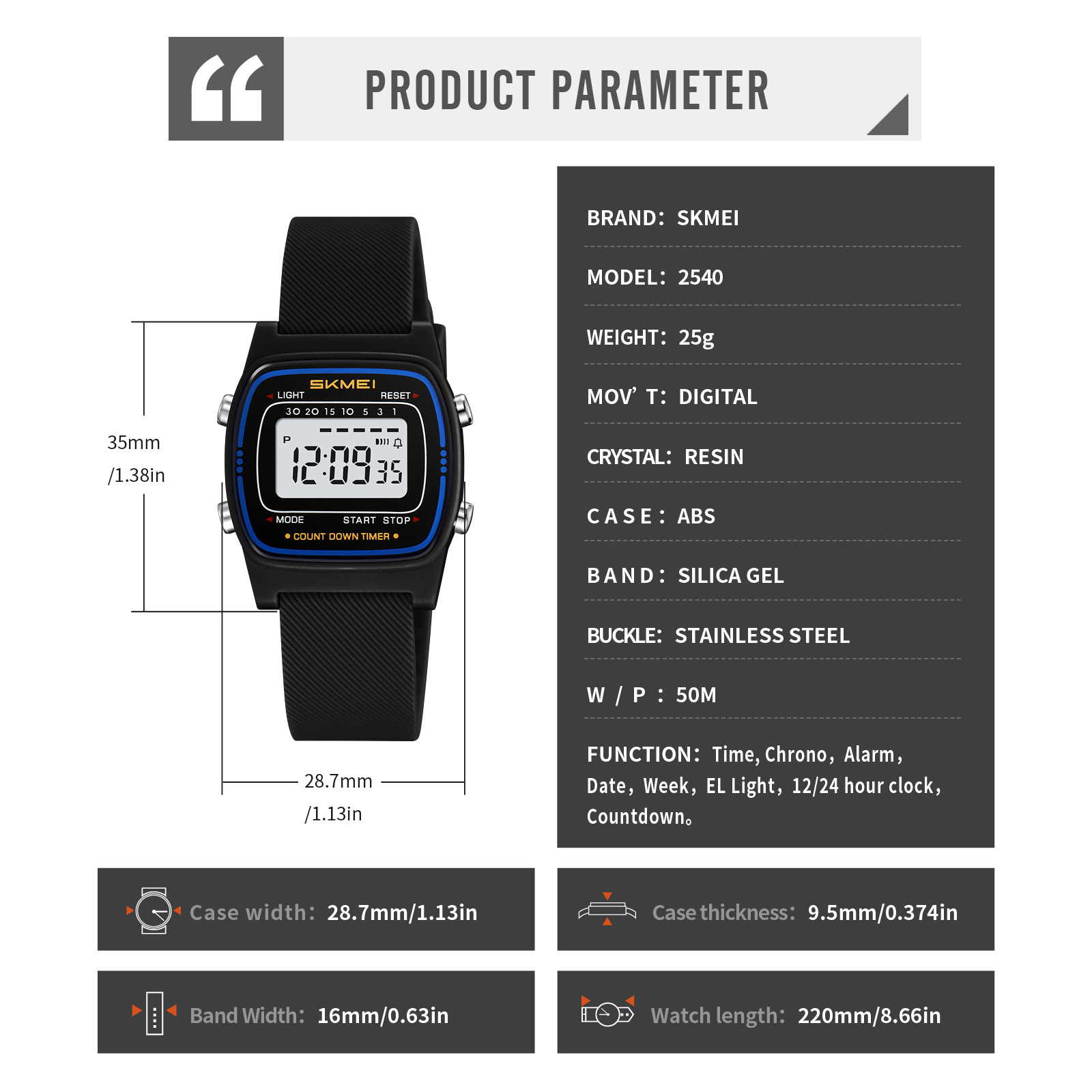 SKMEI 2540 student digital watch wholesale