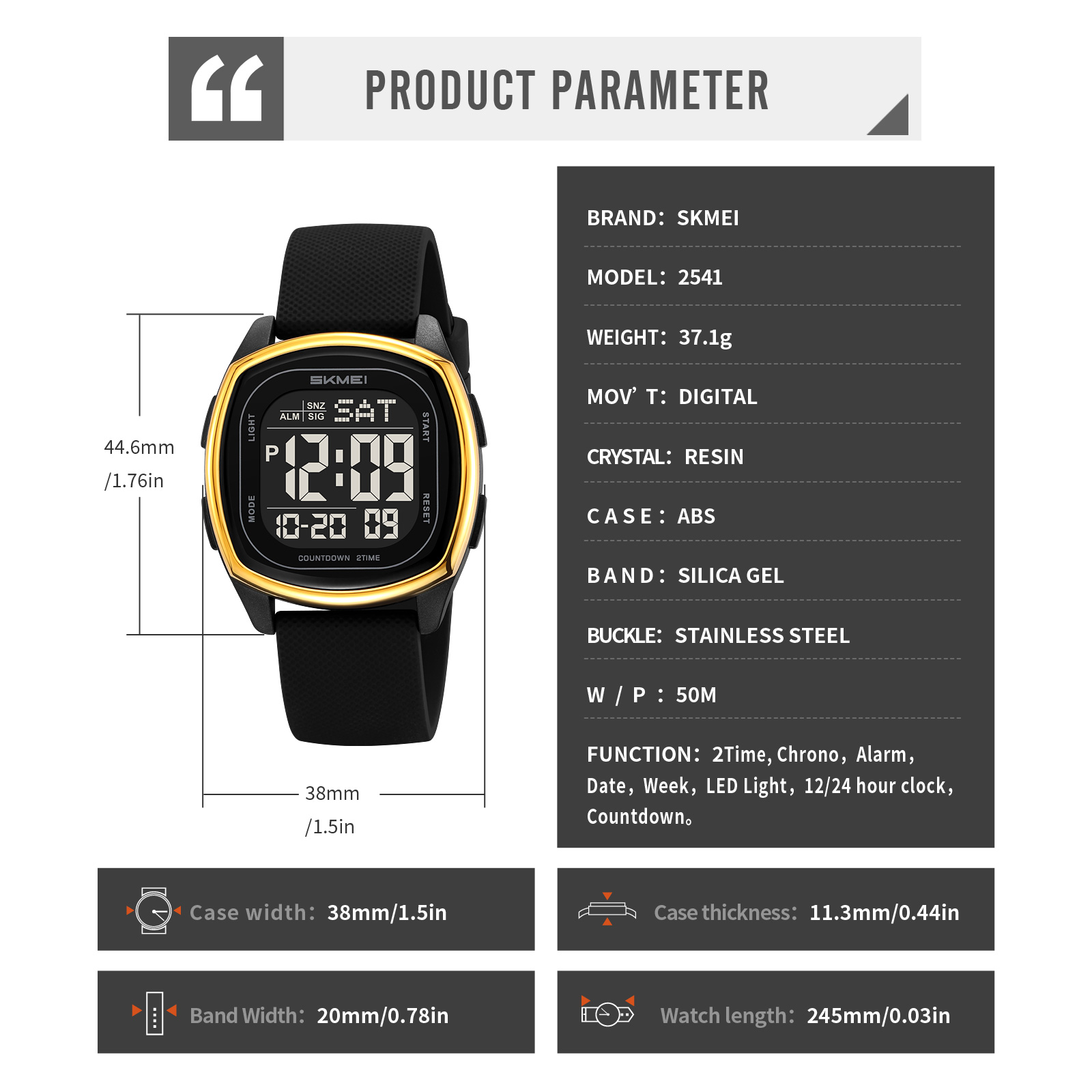 SKMEI 2541 New Design Chronograph with Alarm Fashionable Digital Sports Watch
