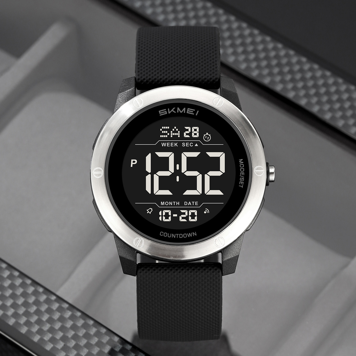 SKMEI2542 Man Digital Watch PU Band Luminous Multi Function in Stock Sports Hand Watch