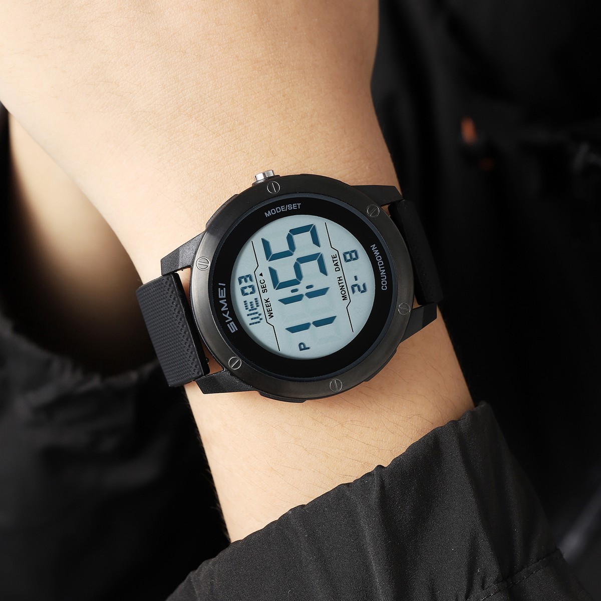 SKMEI2542 Man Digital Watch PU Band Luminous Multi Function in Stock Sports Hand Watch