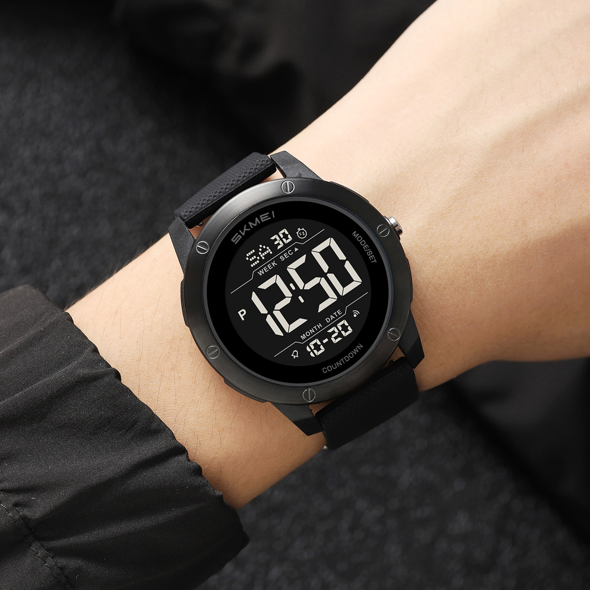 SKMEI2542 Man Digital Watch PU Band Luminous Multi Function in Stock Sports Hand Watch