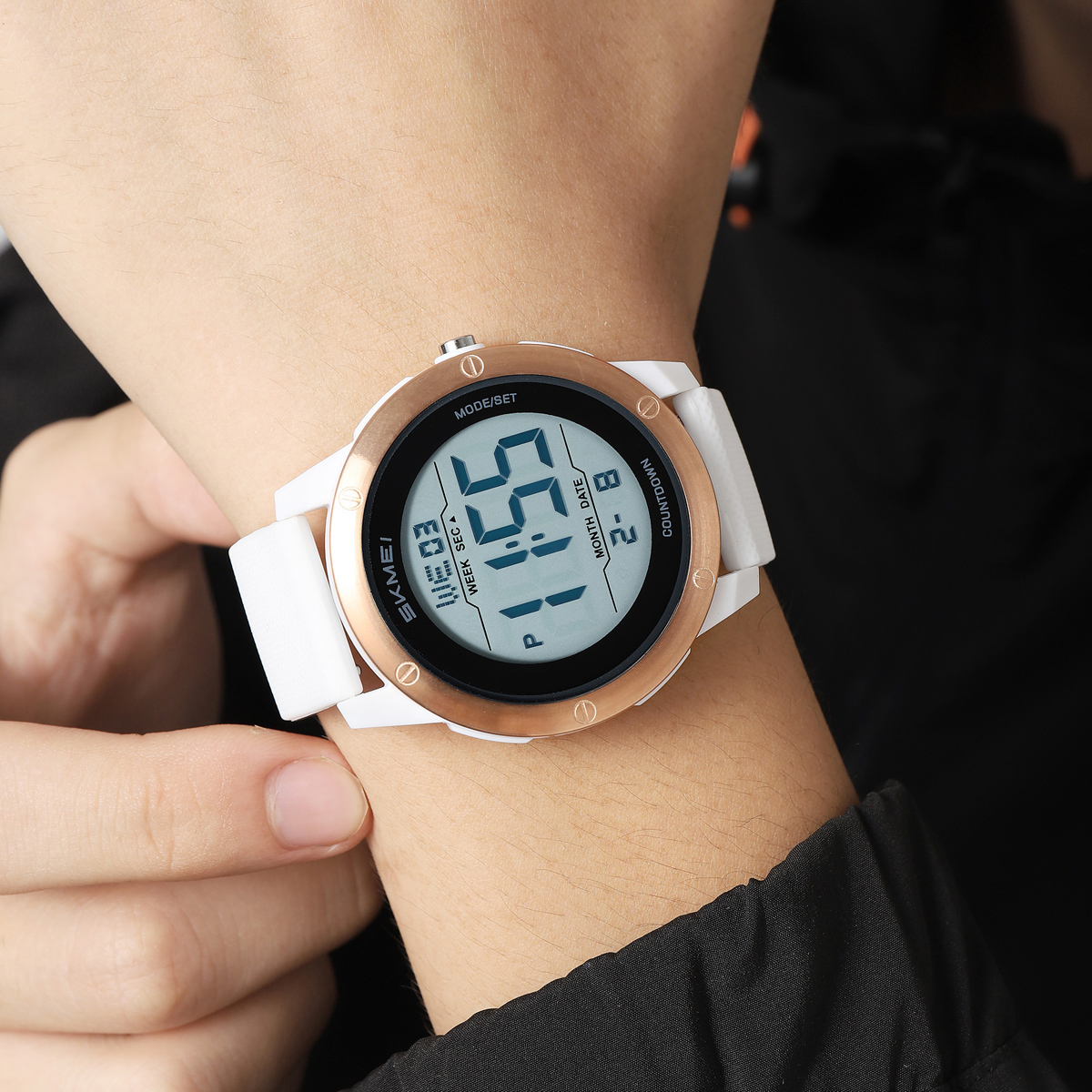 SKMEI2542 Man Digital Watch PU Band Luminous Multi Function in Stock Sports Hand Watch