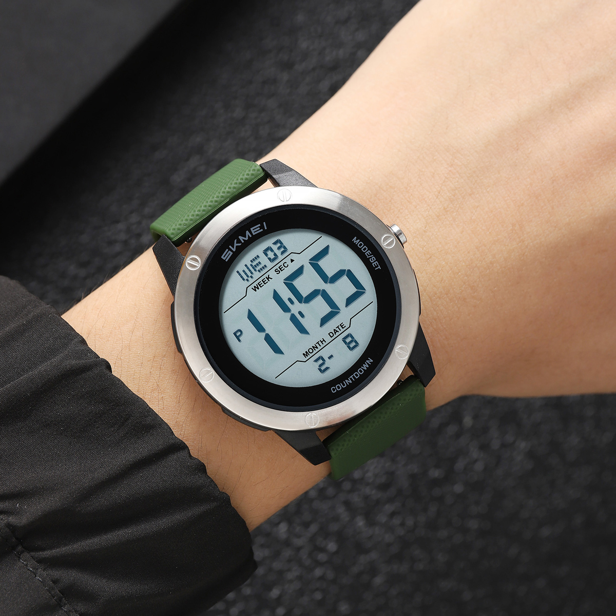SKMEI2542 Man Digital Watch PU Band Luminous Multi Function in Stock Sports Hand Watch