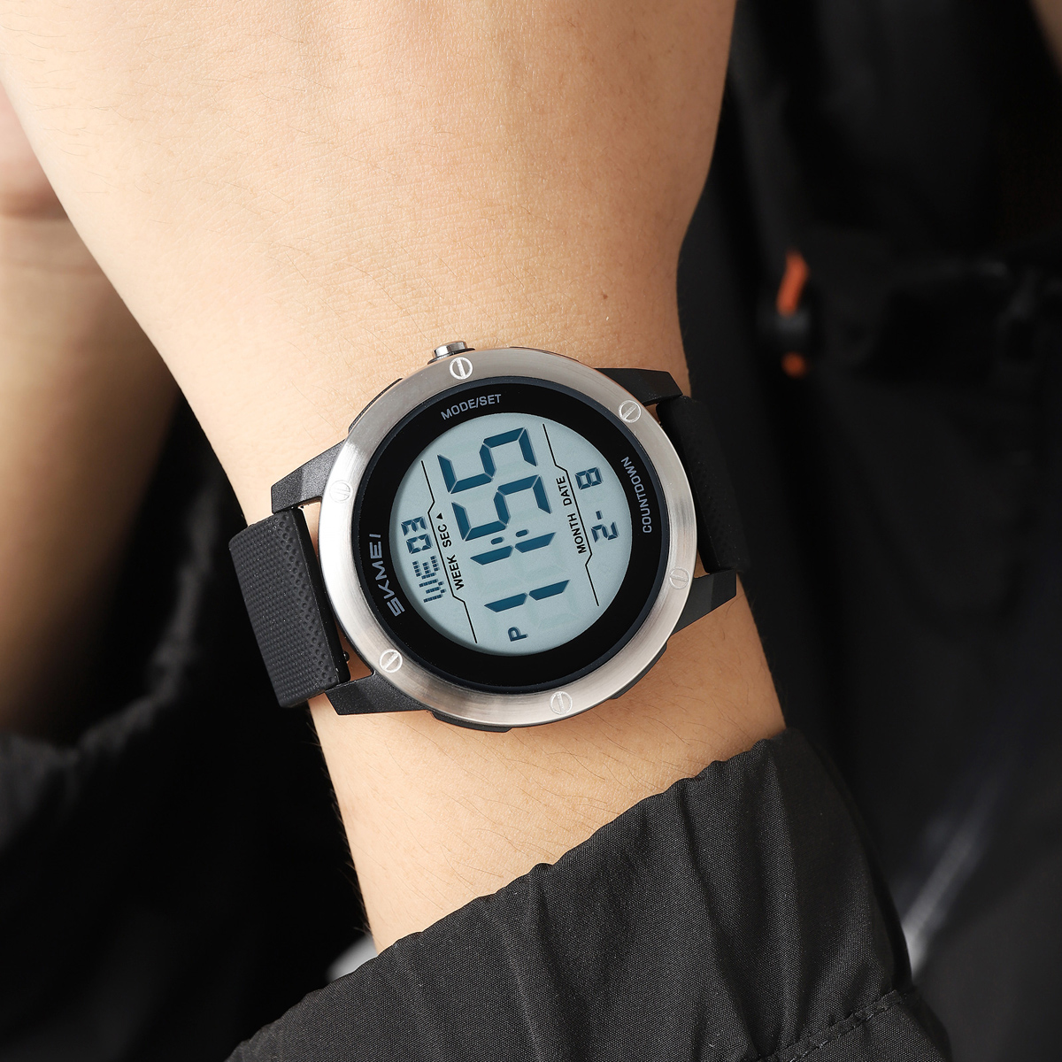 SKMEI2542 Man Digital Watch PU Band Luminous Multi Function in Stock Sports Hand Watch