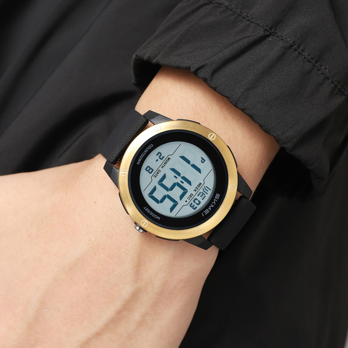 SKMEI2542 Man Digital Watch PU Band Luminous Multi Function in Stock Sports Hand Watch