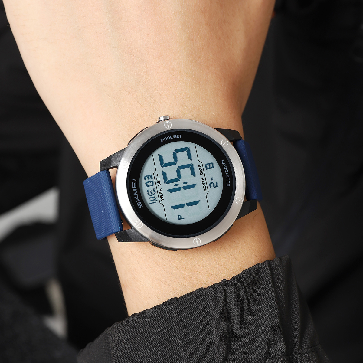 SKMEI2542 Man Digital Watch PU Band Luminous Multi Function in Stock Sports Hand Watch