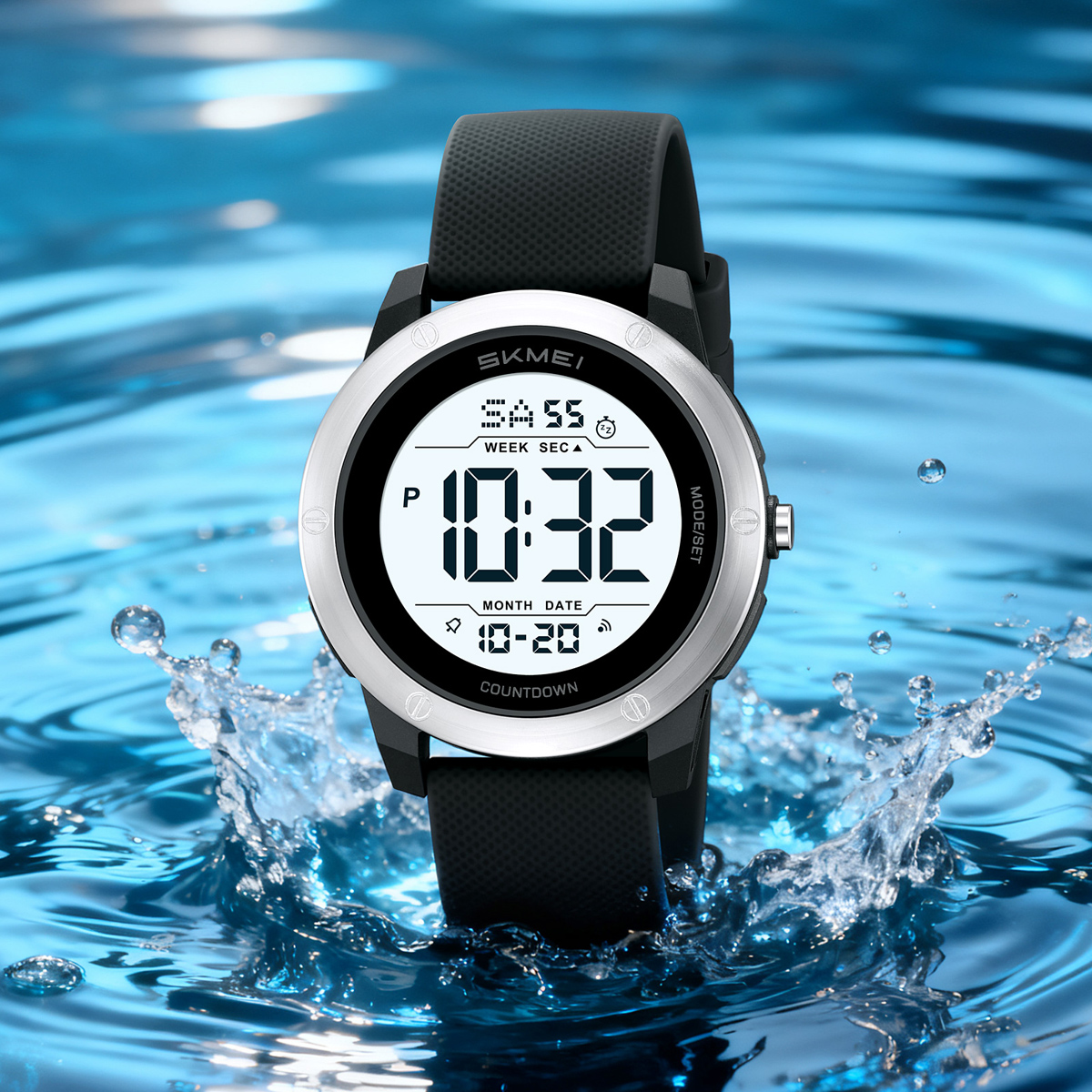 SKMEI2542 Man Digital Watch PU Band Luminous Multi Function in Stock Sports Hand Watch