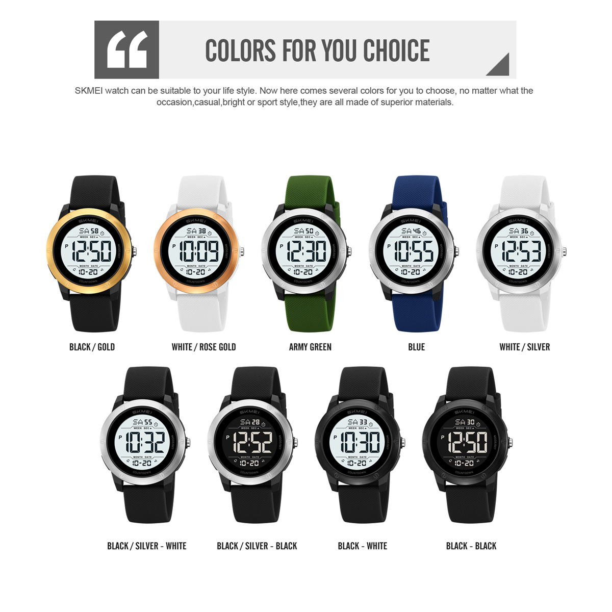 SKMEI2542 Man Digital Watch PU Band Luminous Multi Function in Stock Sports Hand Watch