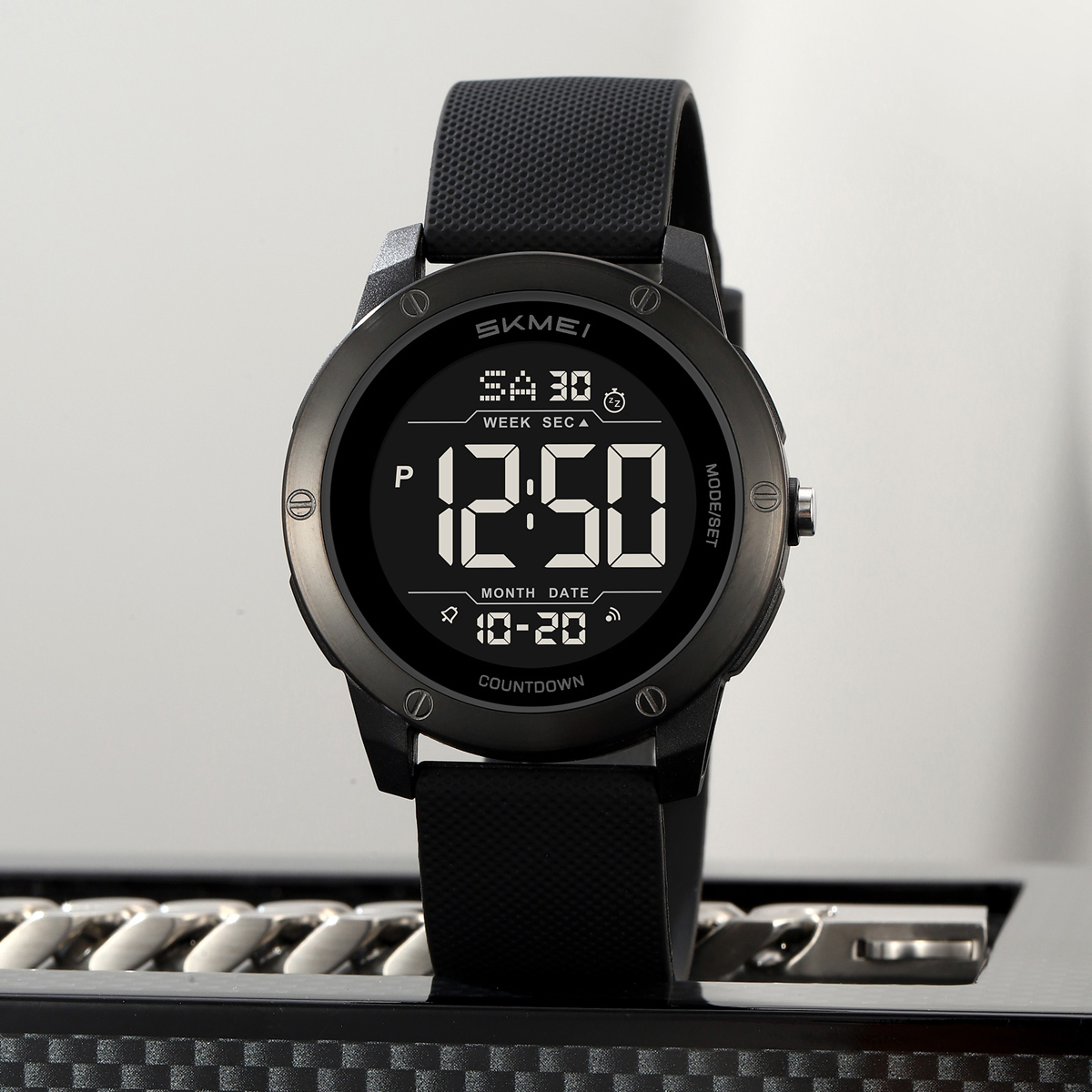 SKMEI2542 Man Digital Watch PU Band Luminous Multi Function in Stock Sports Hand Watch