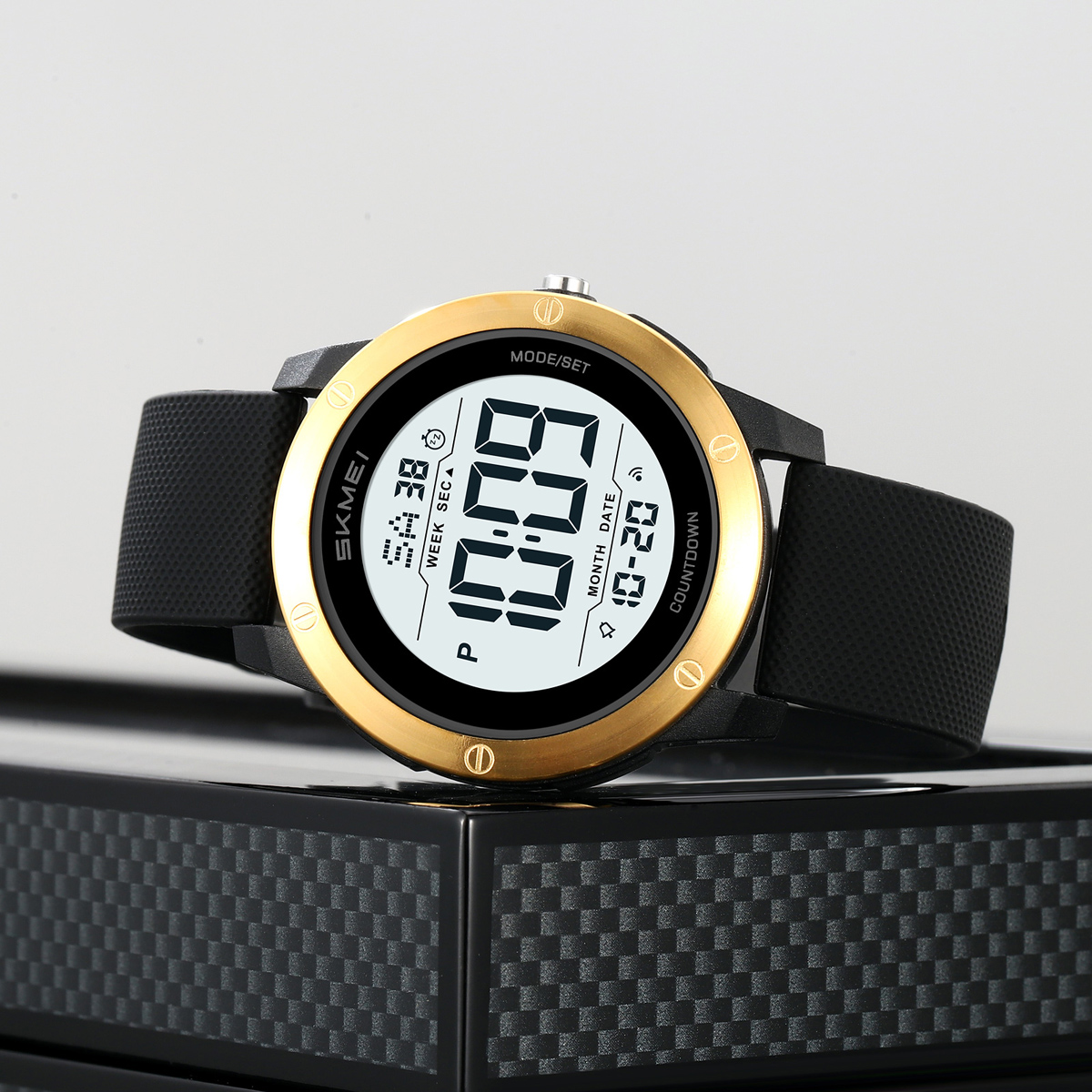 SKMEI2542 Man Digital Watch PU Band Luminous Multi Function in Stock Sports Hand Watch