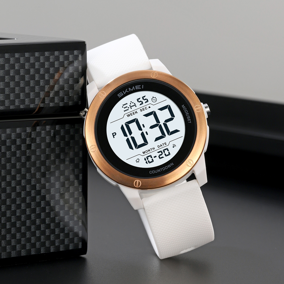 SKMEI2542 Man Digital Watch PU Band Luminous Multi Function in Stock Sports Hand Watch