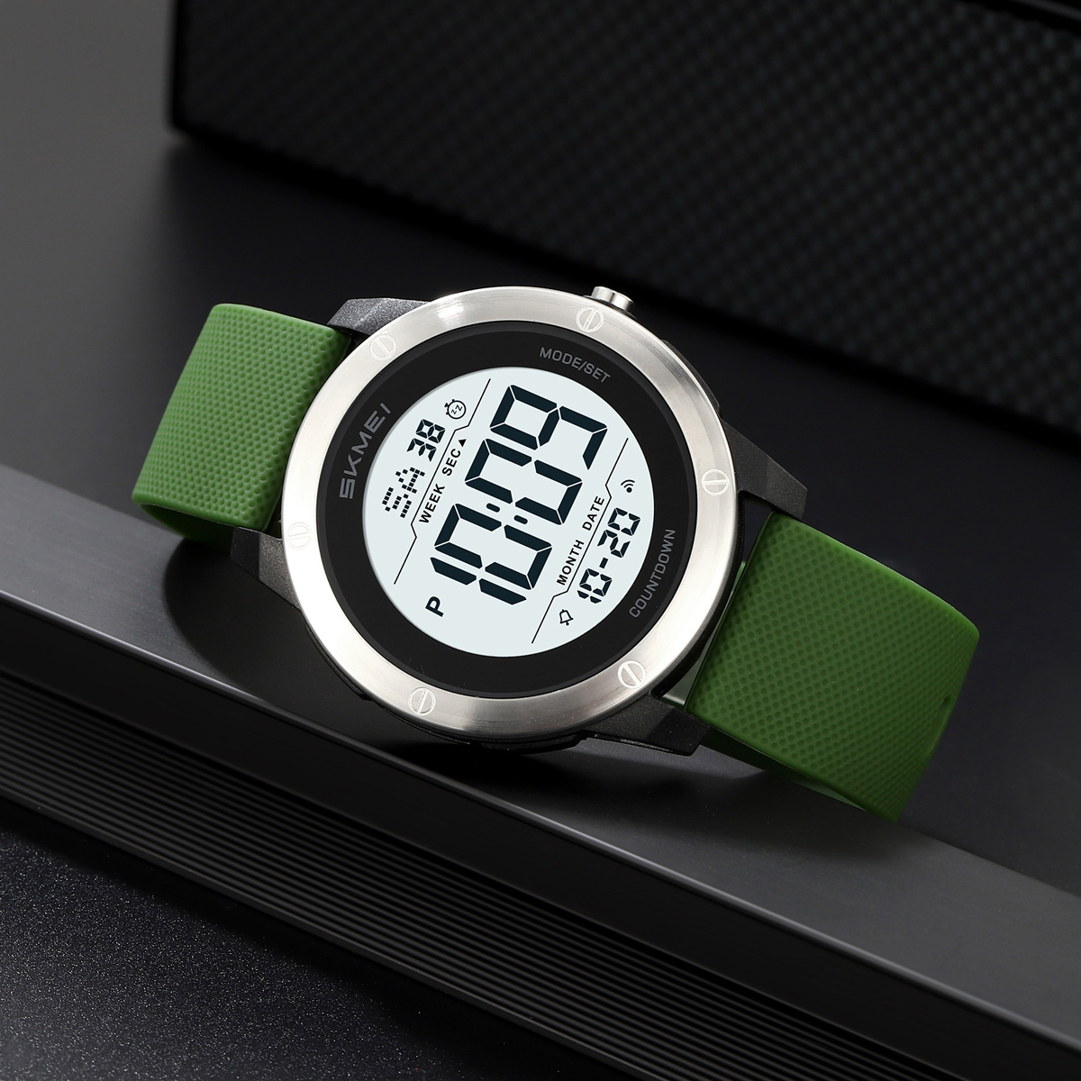 SKMEI2542 Man Digital Watch PU Band Luminous Multi Function in Stock Sports Hand Watch