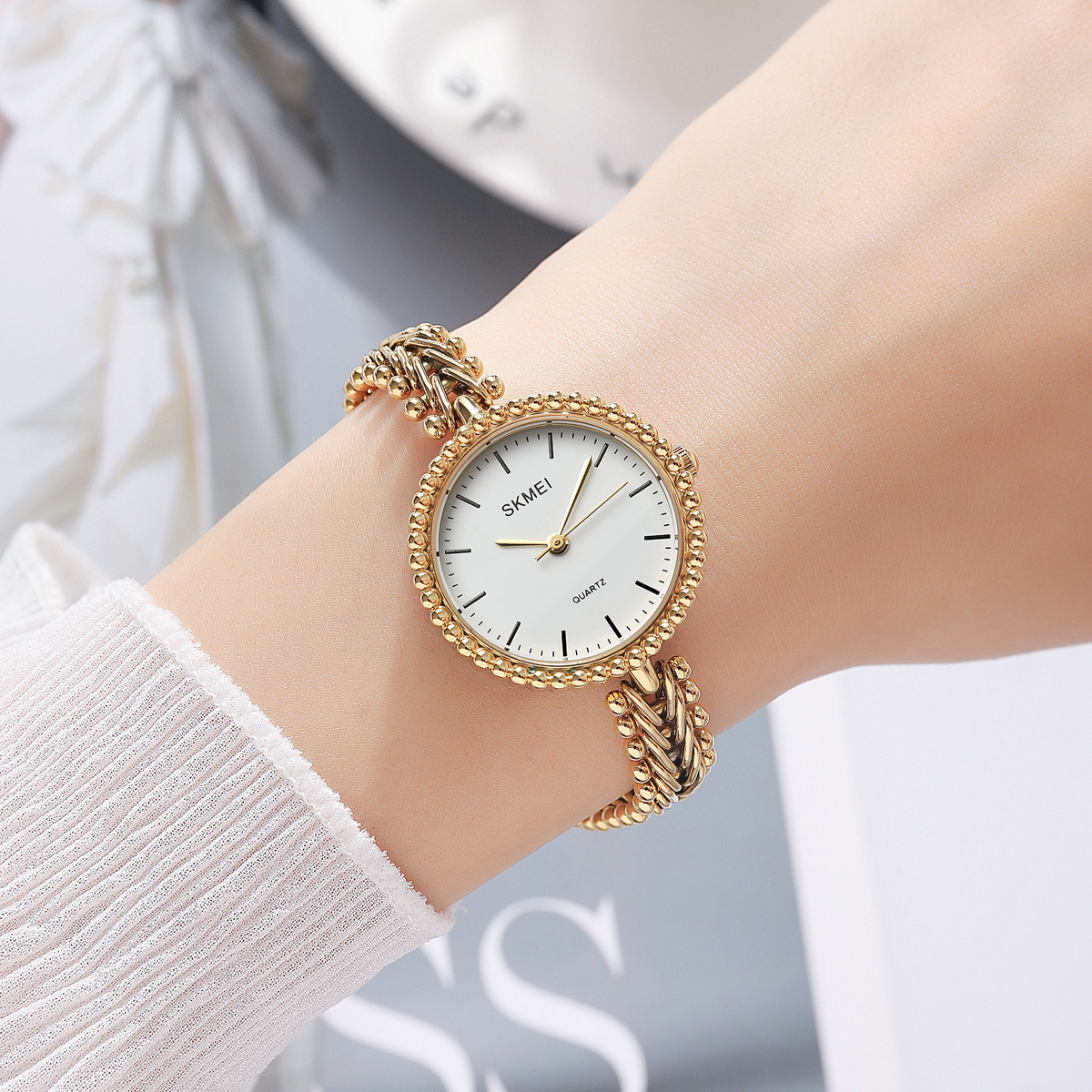 Skmei 2548 Elegant Stylish Fashion Lady Small Size Copper Strap Alloy Case Watches