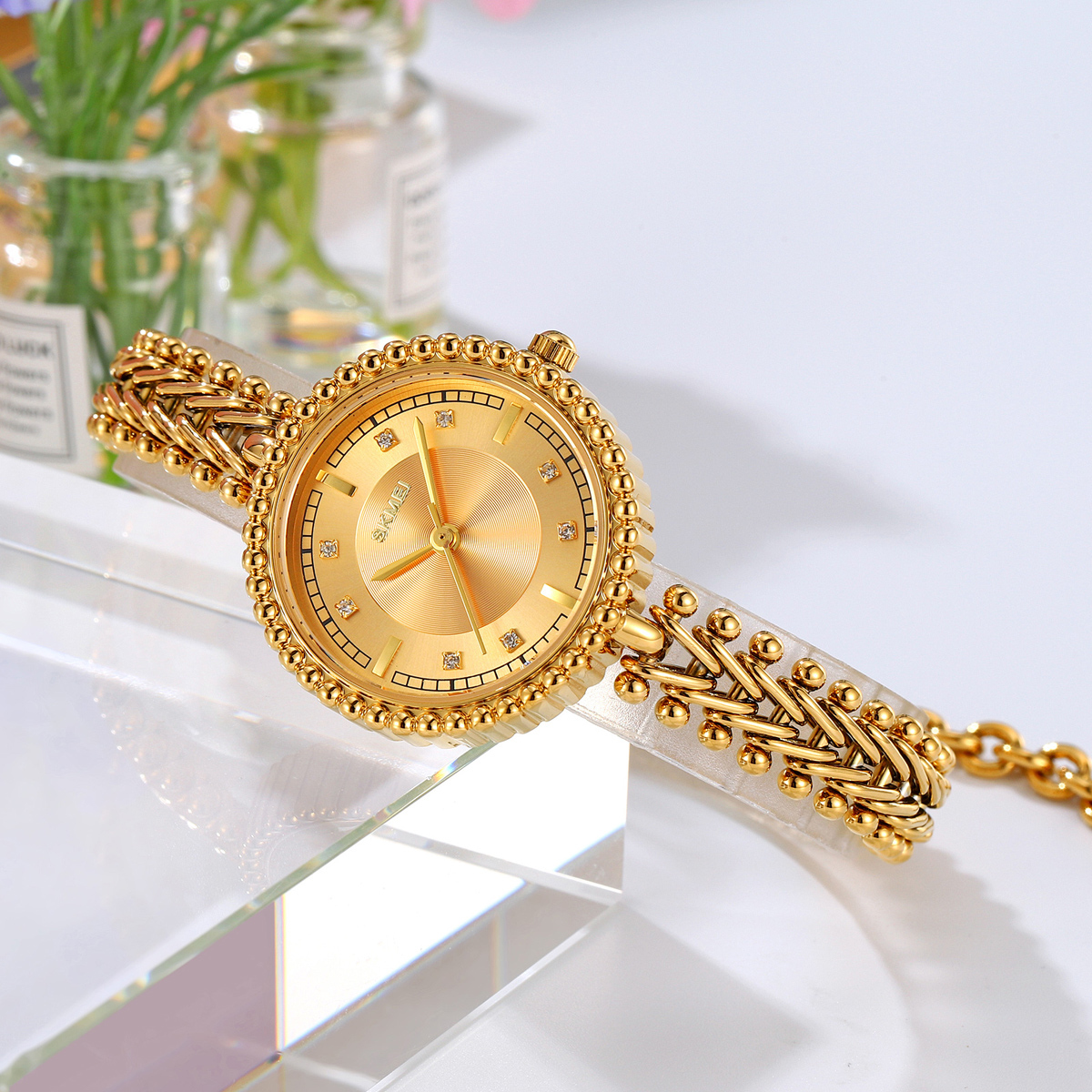 Skmei 2548 Elegant Stylish Fashion Lady Small Size Copper Strap Alloy Case Watches