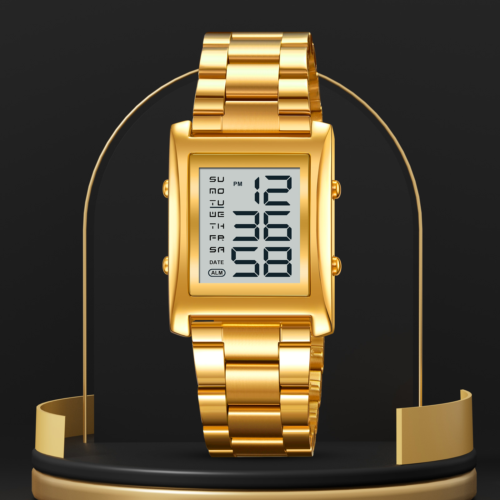  Men's SKMEI 2550 Digital Watch Waterproof LED Lights with Stainless Steel and Luminous Alarm