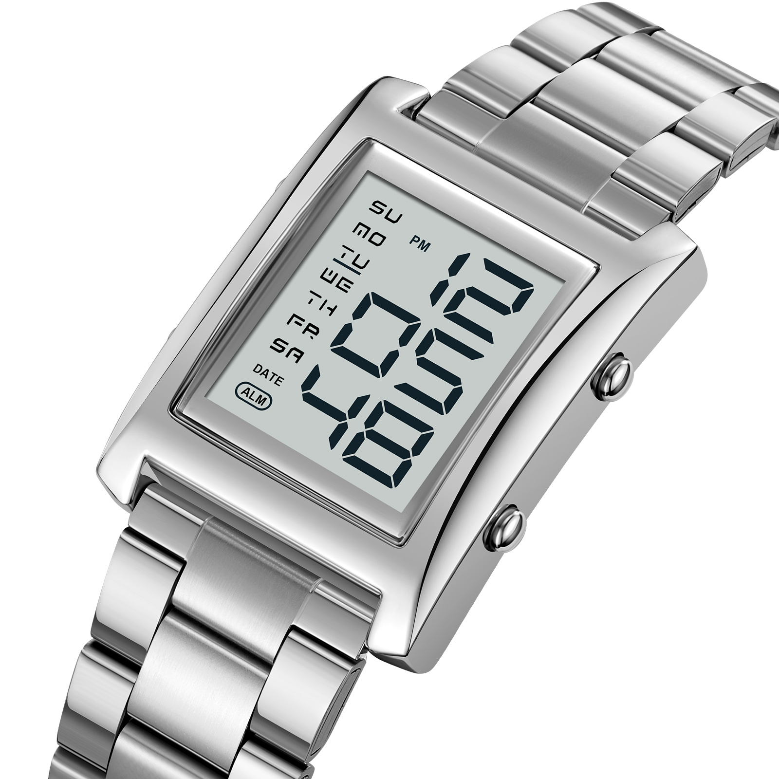  Men's SKMEI 2550 Digital Watch Waterproof LED Lights with Stainless Steel and Luminous Alarm