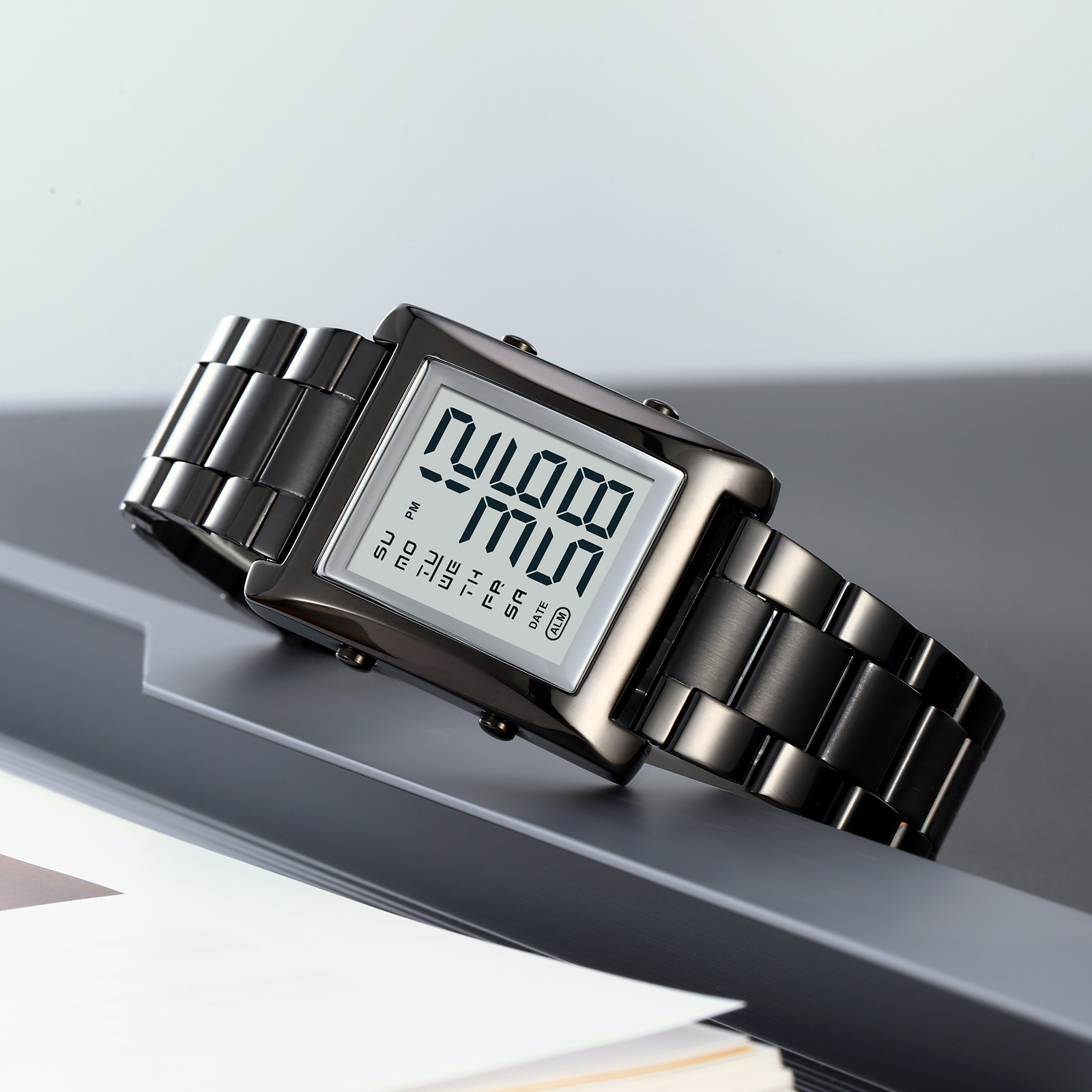  Men's SKMEI 2550 Digital Watch Waterproof LED Lights with Stainless Steel and Luminous Alarm