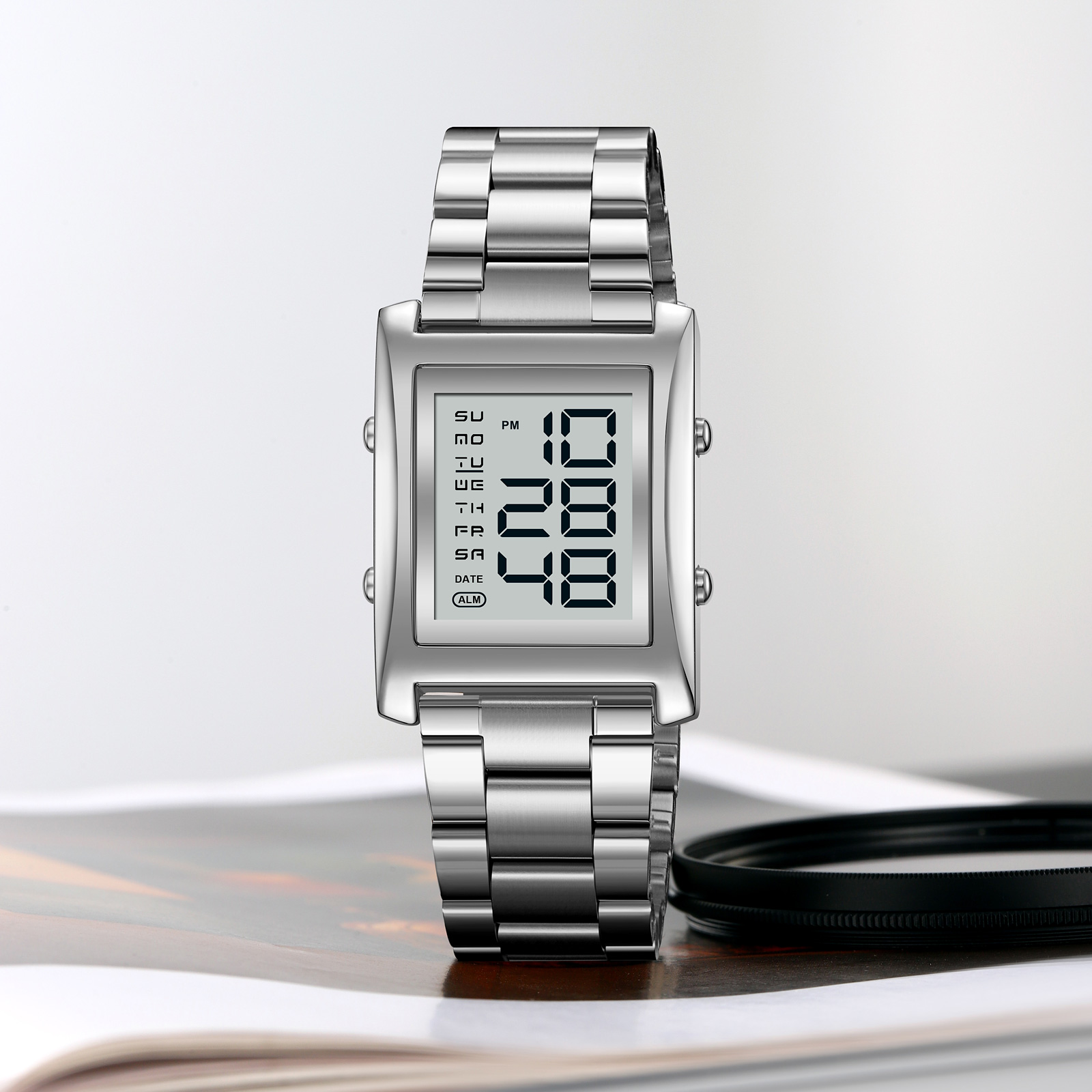  Men's SKMEI 2550 Digital Watch Waterproof LED Lights with Stainless Steel and Luminous Alarm