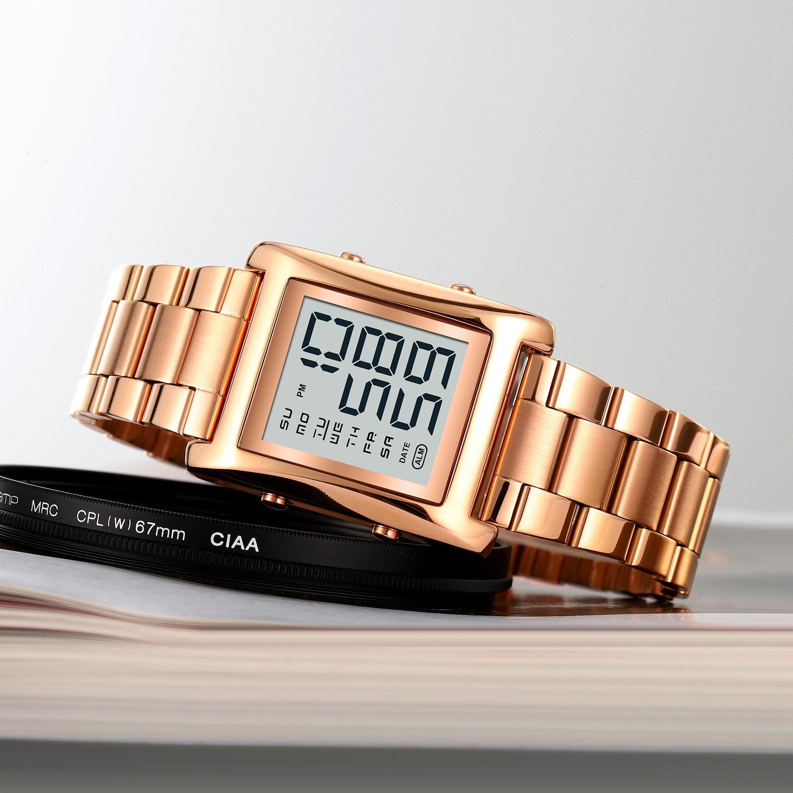  Men's SKMEI 2550 Digital Watch Waterproof LED Lights with Stainless Steel and Luminous Alarm