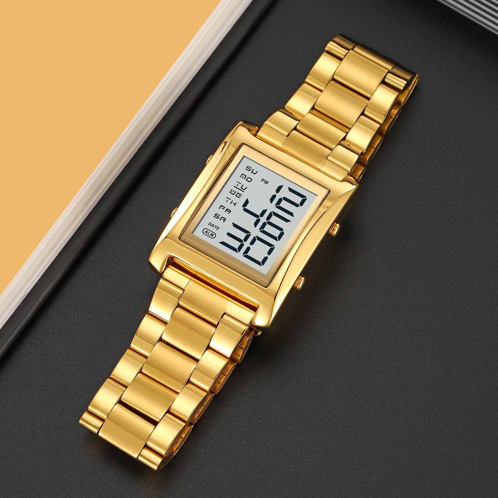  Men's SKMEI 2550 Digital Watch Waterproof LED Lights with Stainless Steel and Luminous Alarm