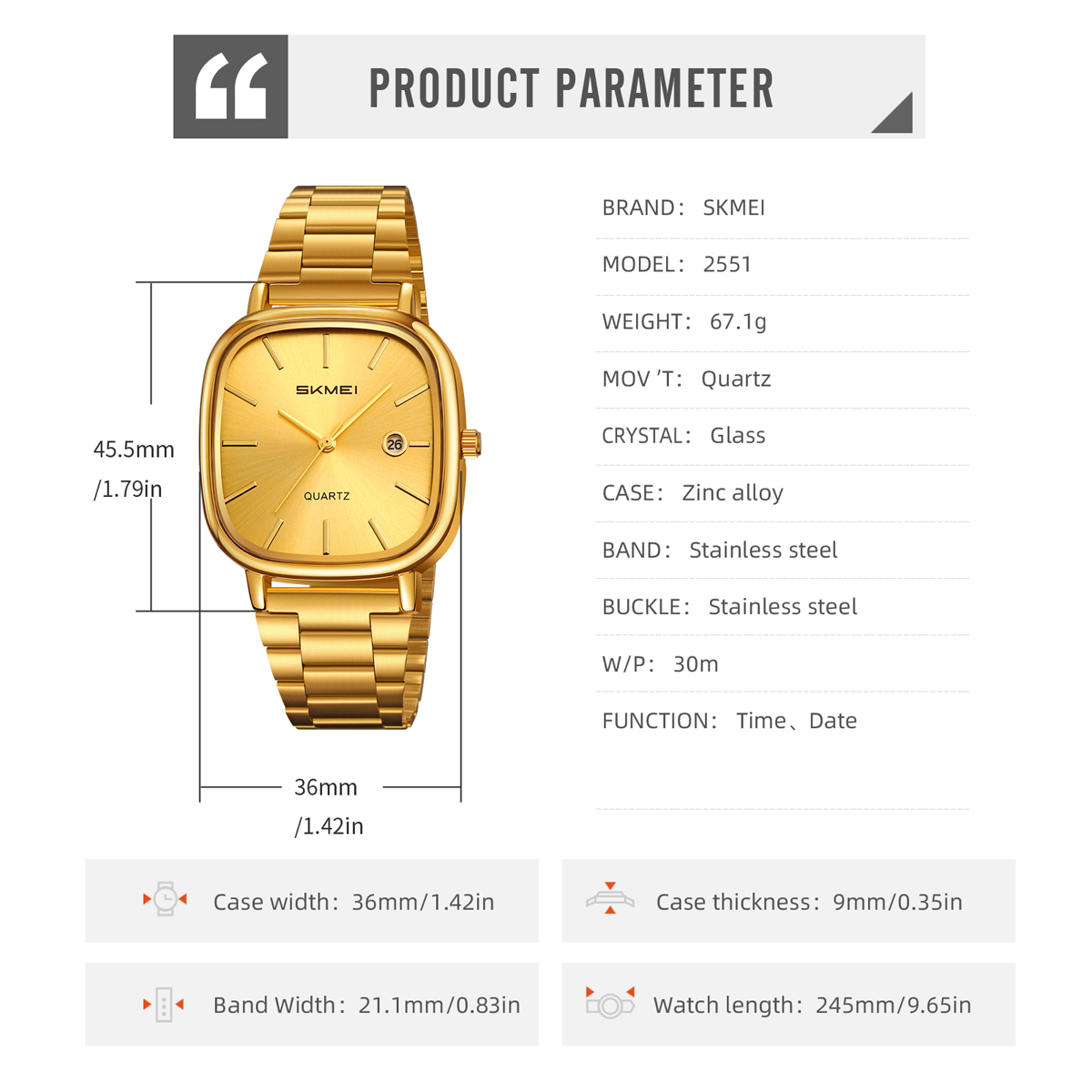 Skmei 2551 Own Brand New Design Men Quartz Watch