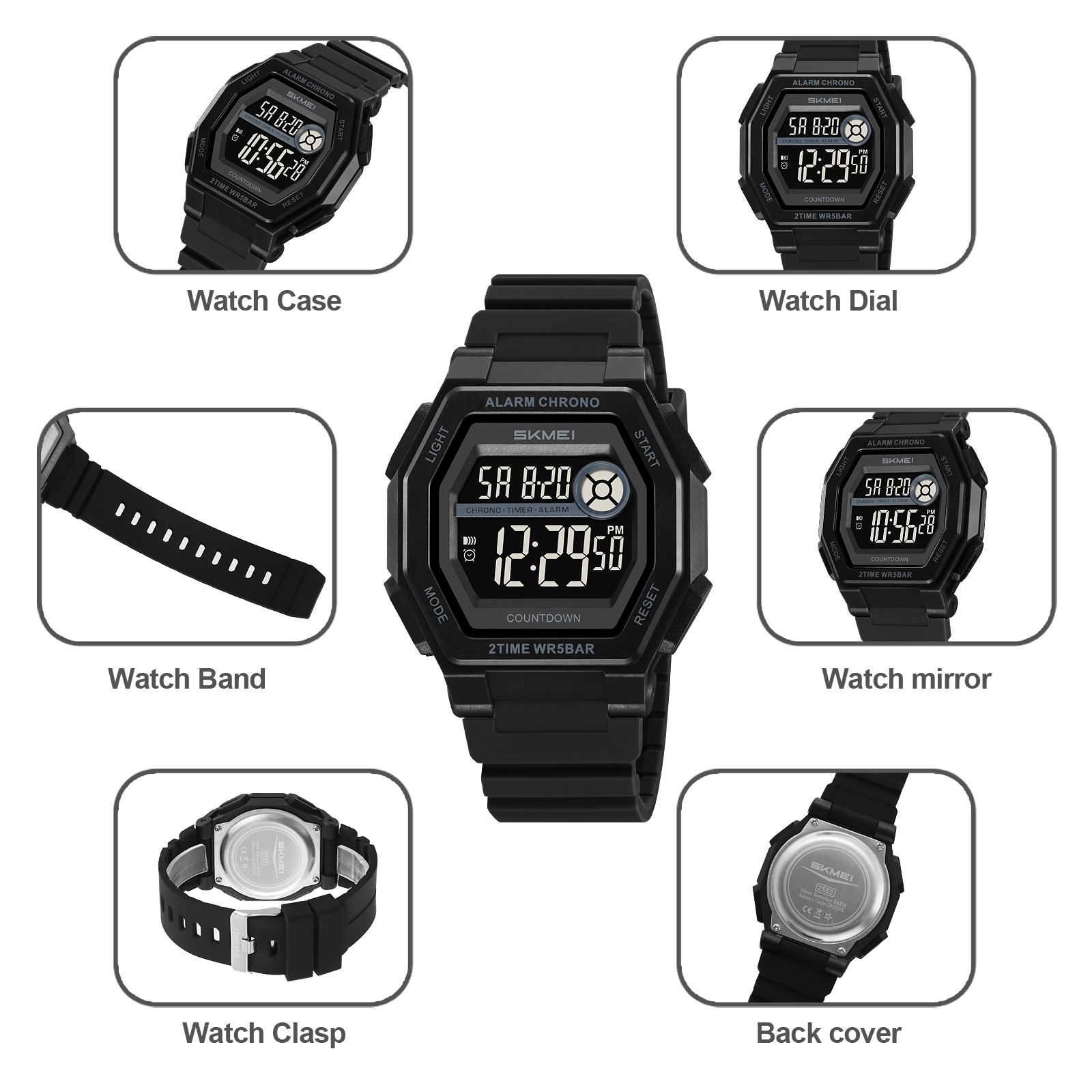 SKMEI 2552 Stylish OEM Man Digital Watch Water Proof Calender Concise Sports Watch Manufacturer