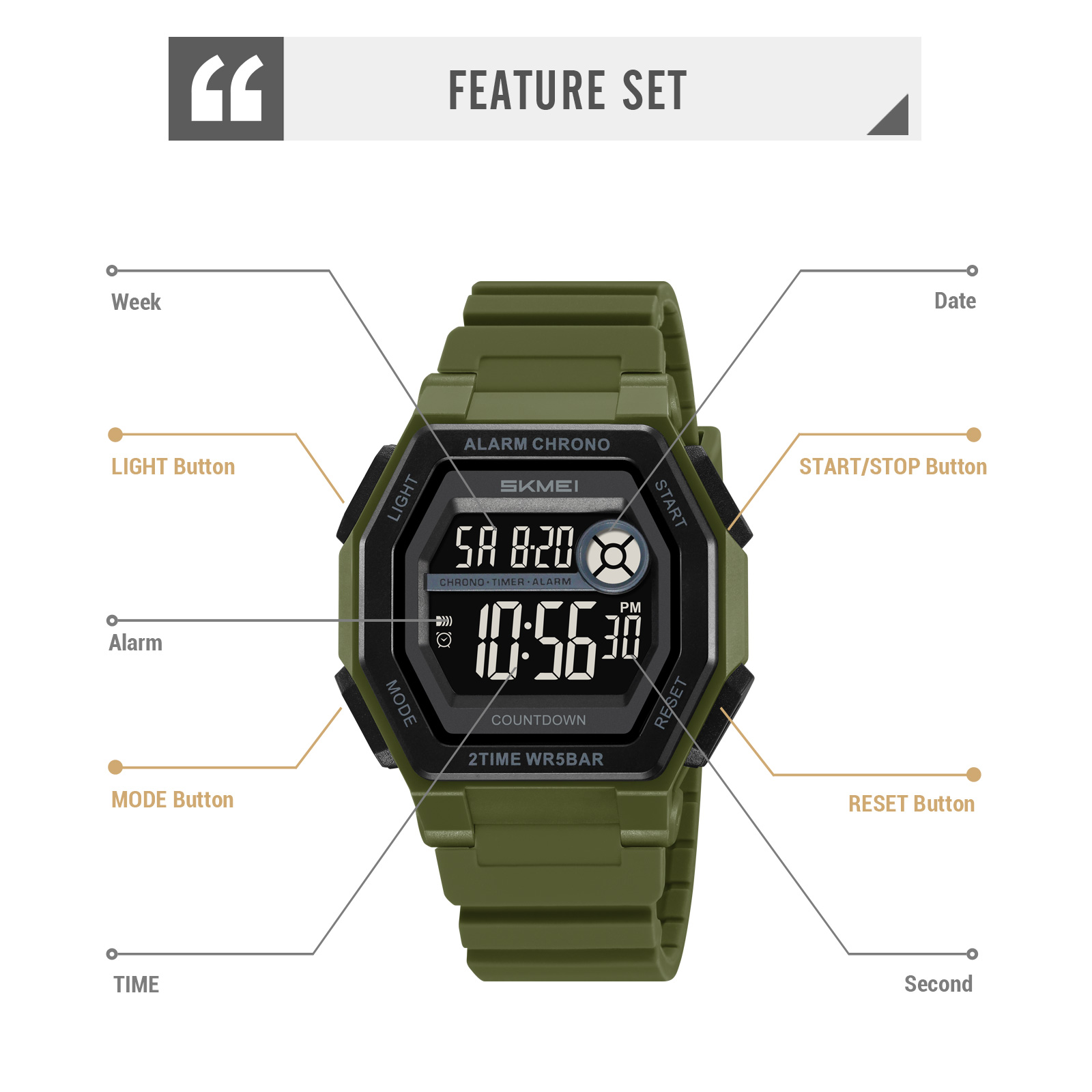 SKMEI 2552 Stylish OEM Man Digital Watch Water Proof Calender Concise Sports Watch Manufacturer