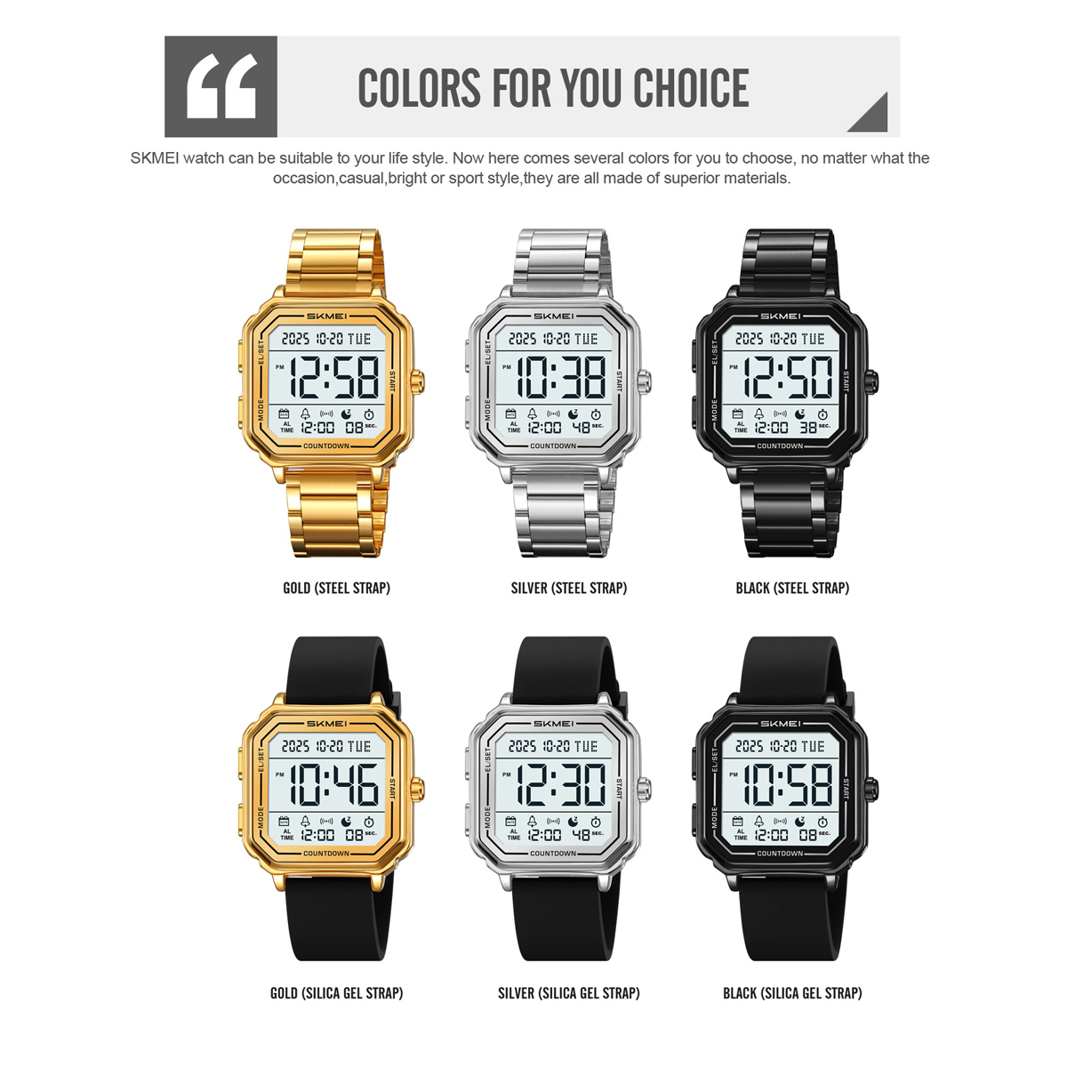 SKMEI 2559 Fashion Simple Sport Watch Men Watches Waterproof Digital Watch