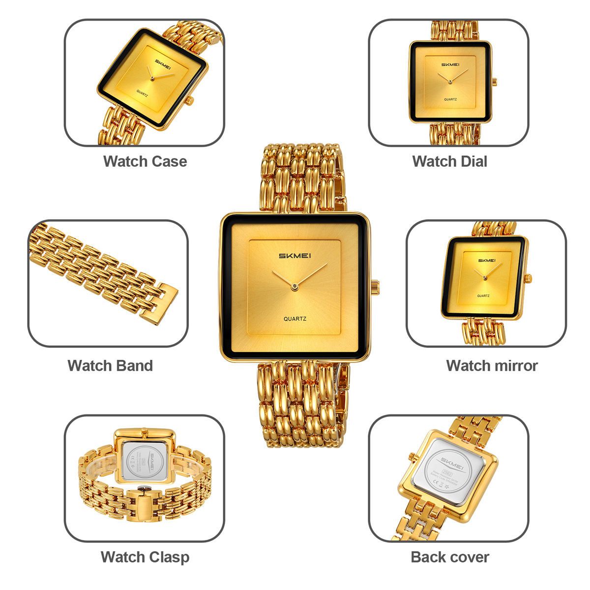 SKMEI 2562 Square Watch for Men And Women Quartz Watch
