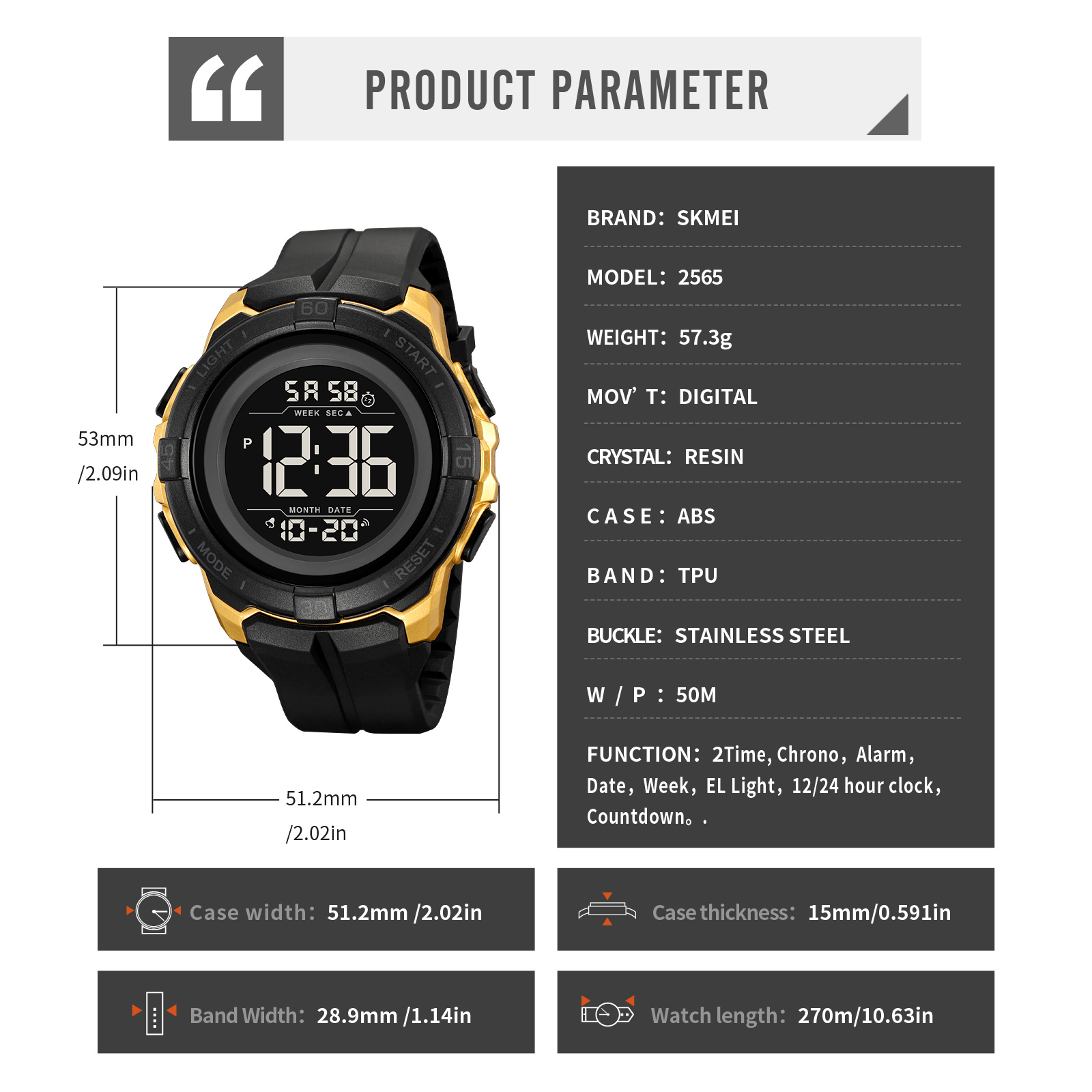 SKMEI 2565 Men's Fashionable Digital Sports Watch