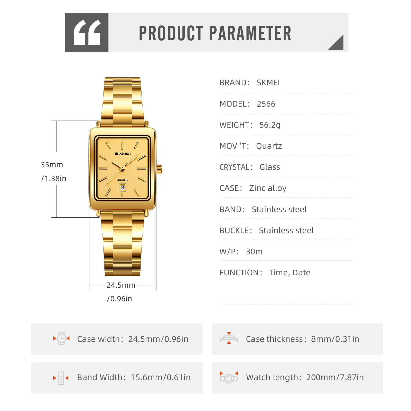 SKMEI 2566 QUARTZ WATCH FOR WOMEN