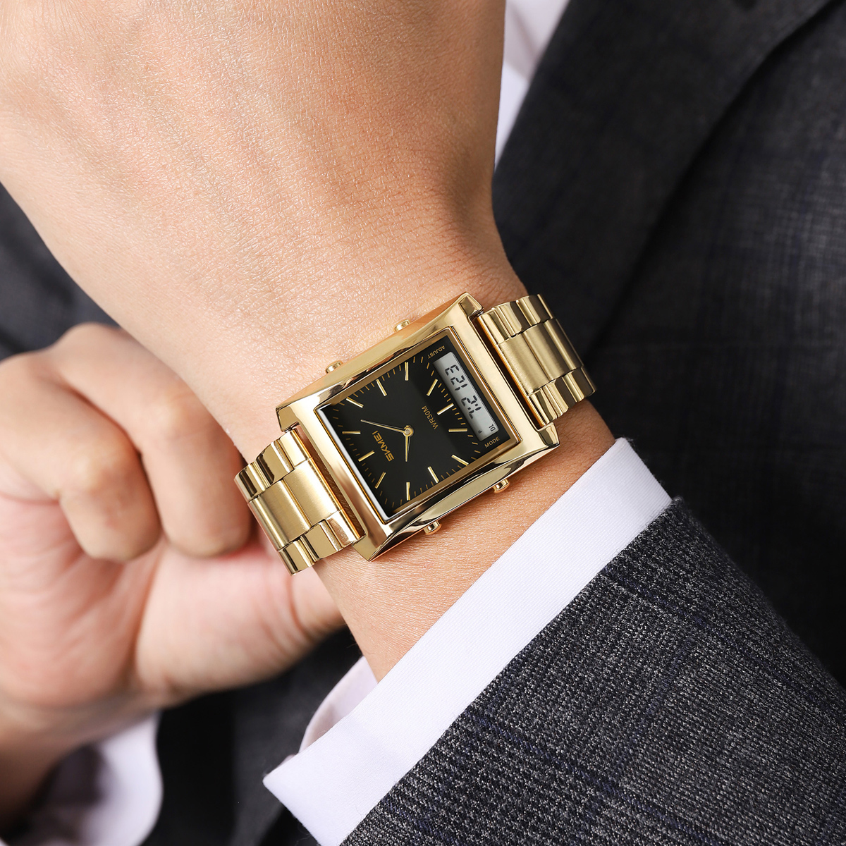 SKMEI 2571 METAL DIGITAL ANGLOG WATCH