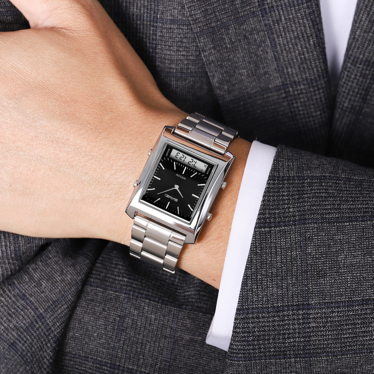 SKMEI 2571 METAL DIGITAL ANGLOG WATCH