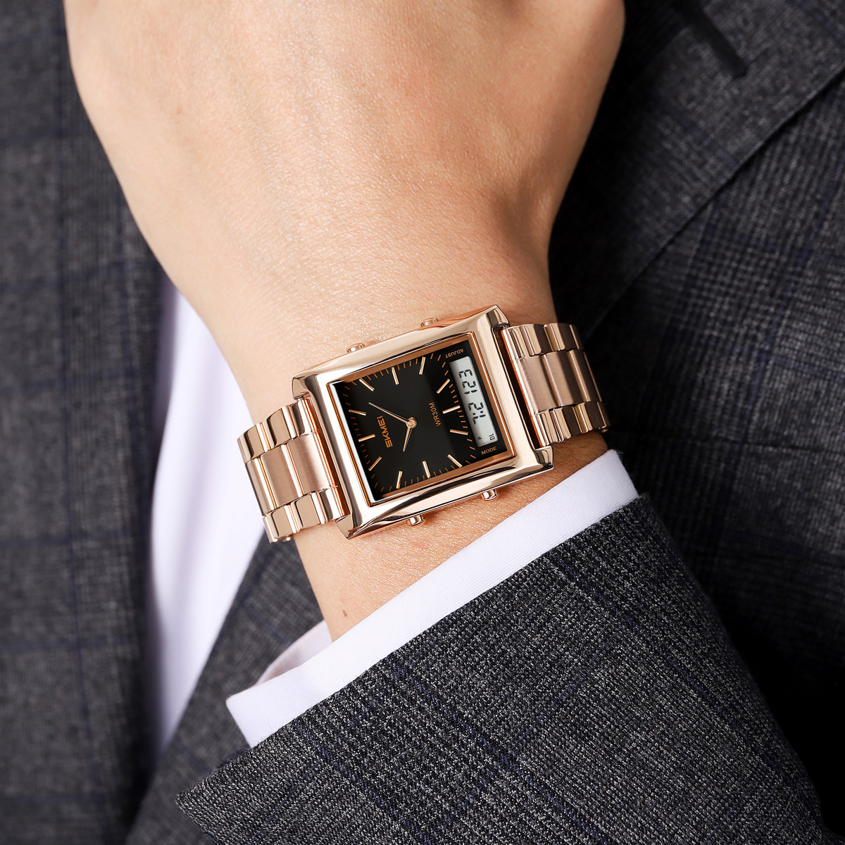 SKMEI 2571 METAL DIGITAL ANGLOG WATCH