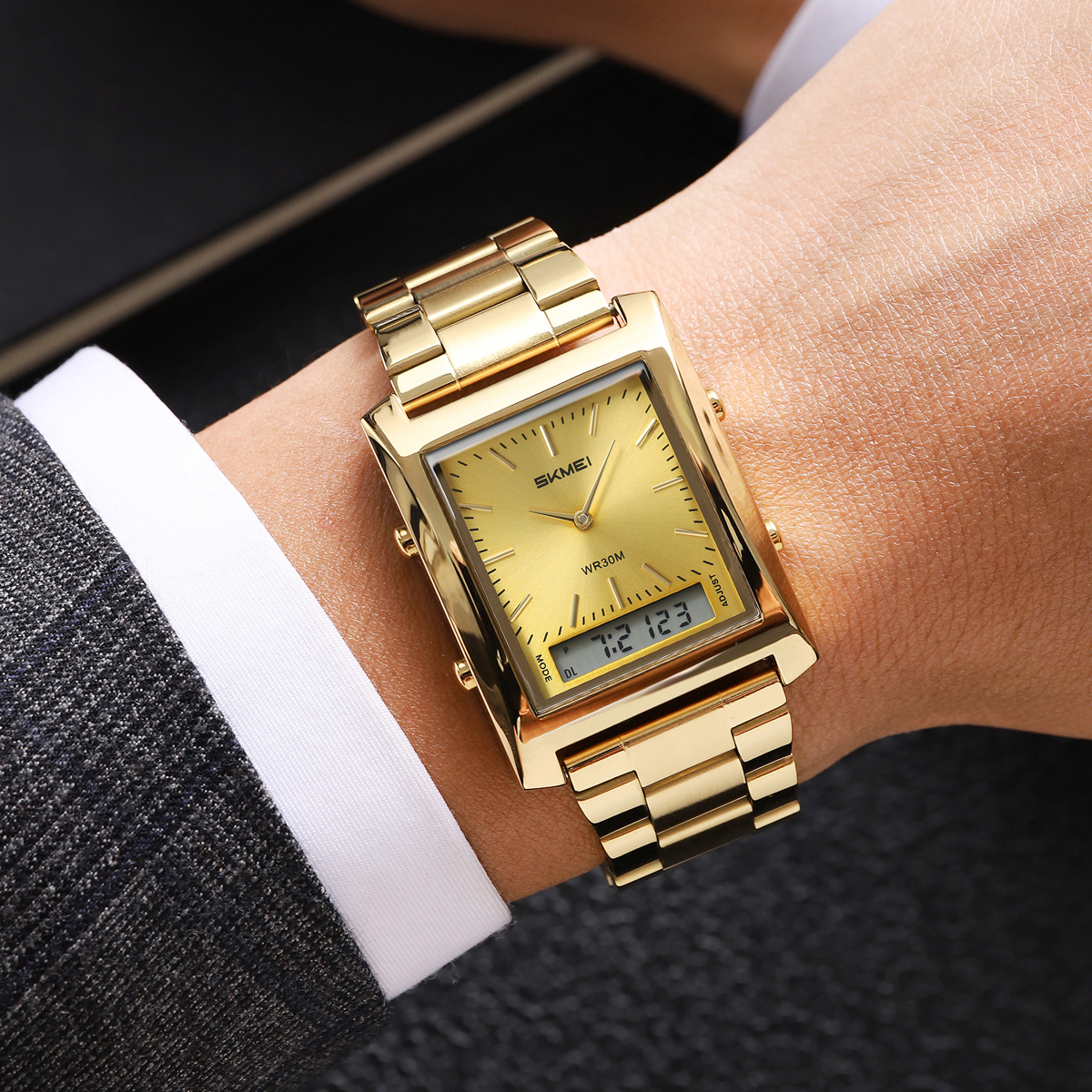 SKMEI 2571 METAL DIGITAL ANGLOG WATCH